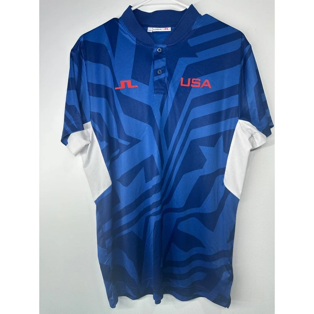 J Lindeberg Blade Collar Polo Team USA Emeric Shirt‎ Golf Performance - Large